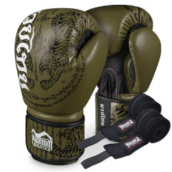 Рукавички боксерські з бинтами Phantom Muay Thai розмір 10 унцій, хакі