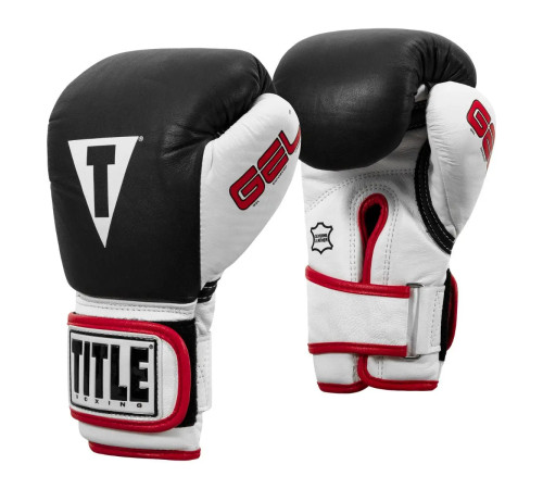 Рукавички боксерські шкіряні з бинтами TITLE Boxing Gel розмір 10 унцій, чорні
