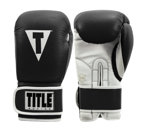 Рукавички боксерські шкіряні з бинтами TITLE Boxing Pro Style 3.0 розмір 14 унцій, чорно-білі