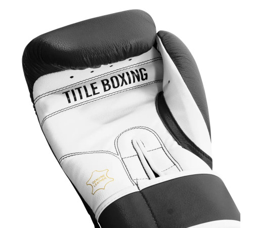 Рукавички боксерські шкіряні з бинтами TITLE Boxing Pro Style 3.0 розмір 14 унцій, чорно-білі