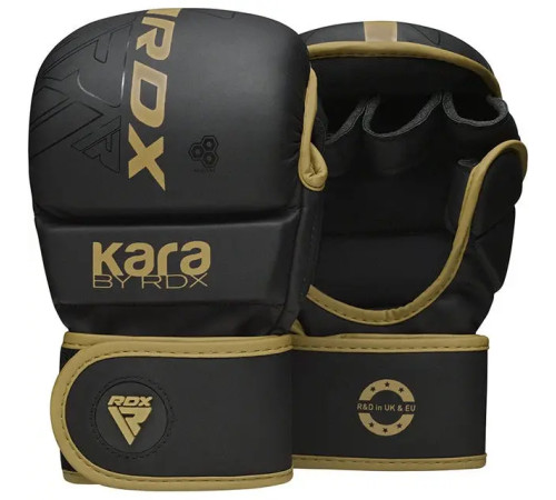 Рукавички греплінгові для ММА RDX F6 KARA Matte Plus розмір S/M, чорно-золотисті