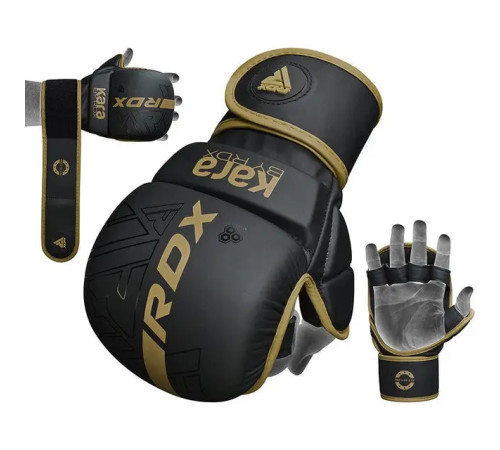 Рукавички греплінгові для ММА RDX F6 KARA Matte Plus розмір S/M, чорно-золотисті