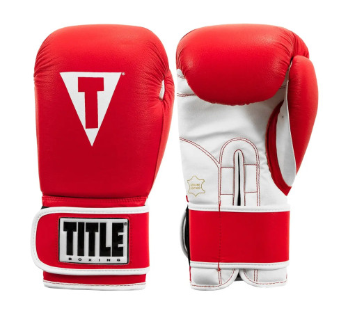 Рукавички боксерські шкіряні з бинтами TITLE Boxing Pro Style 3.0 розмір 12 унцій, червоно-білі