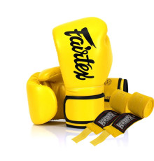 Рукавички боксерські з бинтами Fairtex BGV14 10 унцій, жовті