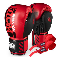 Рукавички боксерські з бинтами Phantom APEX розмір 10 унцій, червоні