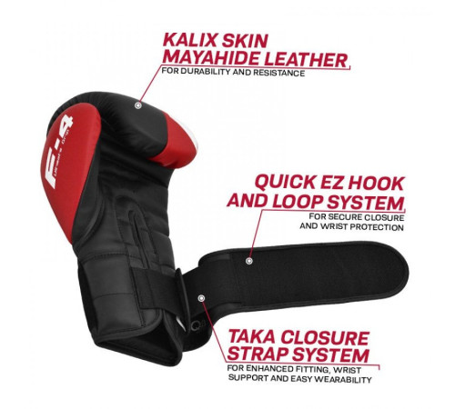 Рукавички боксерські RDX F4 14 унцій, чорно-червоні