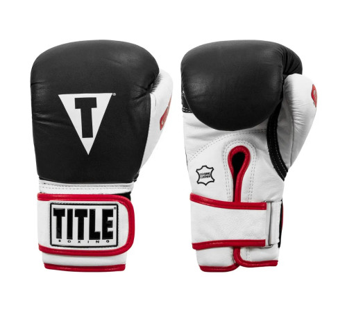Рукавички боксерські шкіряні з бинтами TITLE Boxing Gel розмір 12 унцій, чорні