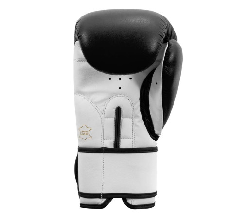 Рукавички боксерськ шкіряні з бинтами TITLE Premier Leather розмір 12 унцій, чорно-білі