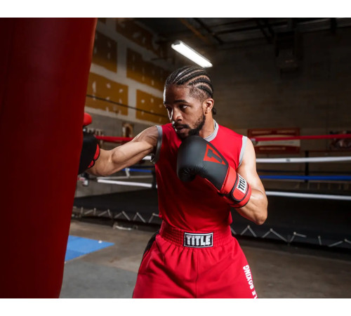 Рукавички боксерські з бинтами TITLE Boxing Guts and Glory розмір 12 унцій, чорно-червоні