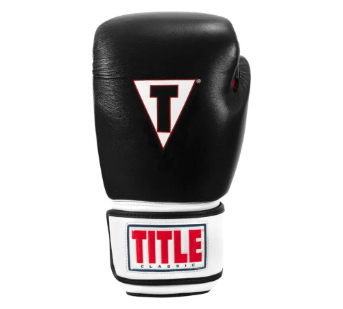 Рукавички боксерські шкіряні з бинтами TITLE Classic Leather 2.0 розмір 10 унцій, чорно-білі