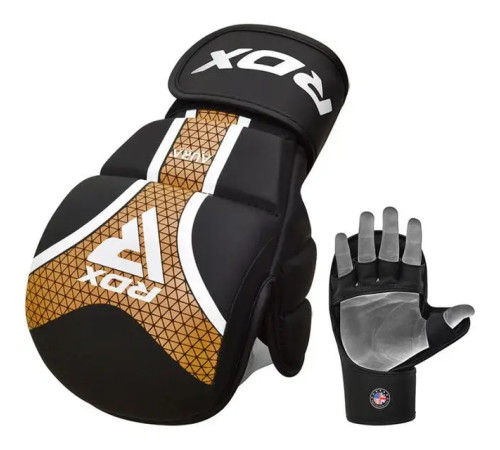Рукавички греплінгові для ММА RDX SHOOTER AURA PLUS T-17 розмір L, чорно-золотисті