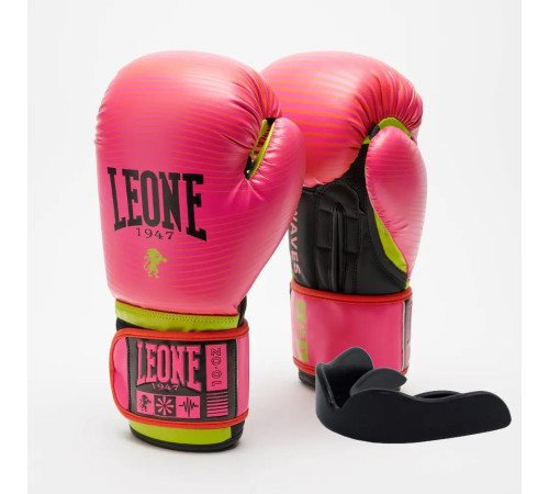 Рукавички боксерські з капою Leone GN313 WAVES розмір 12 унцій, рожеві