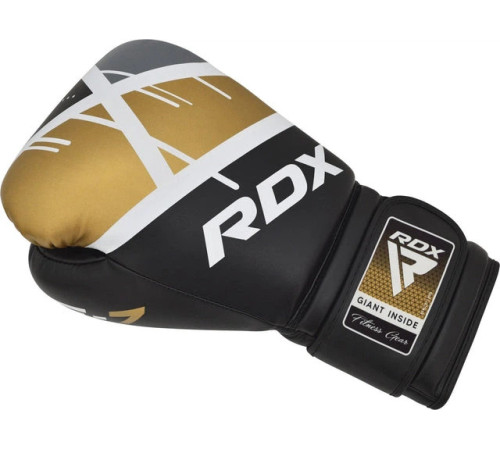 Боксерські рукавиці RDX BOXING GLOVES BGR-F7 10 унцій, чорно-золотисті
