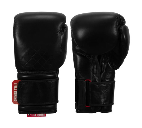 Рукавички боксерські шкіряні з бинтами TITLE Boxing Ko-Vert розмір 12 унцій, чорні