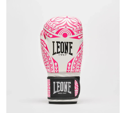 Рукавички боксерські Leone GN329 HAKA розмір 10 унцій, біло-рожеві