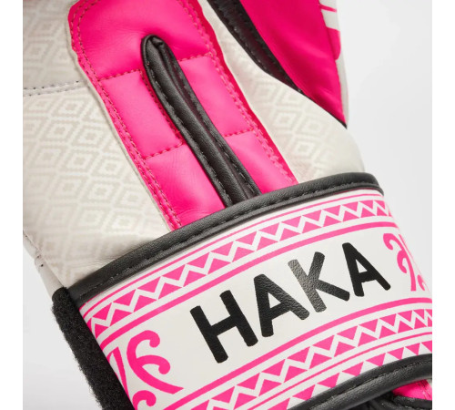 Рукавички боксерські Leone GN329 HAKA розмір 10 унцій, біло-рожеві