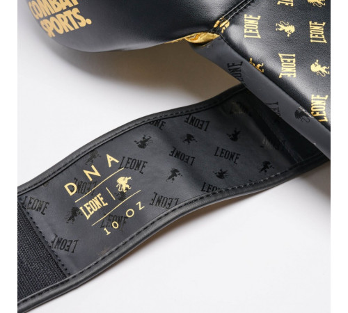 Рукавички боксерські Leone DNA Black 16 унцій, чорно-золотисті