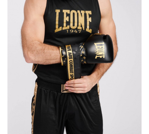 Рукавички боксерські Leone DNA Black 16 унцій, чорно-золотисті