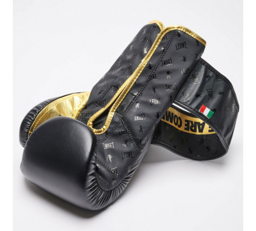 Рукавички боксерські Leone DNA 12 унцій, чорно-золотисті