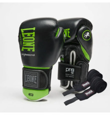 Рукавички боксерські з бинтами Leone GN115 PROFESSIONAL 2 розмір 12 унцій, чорні