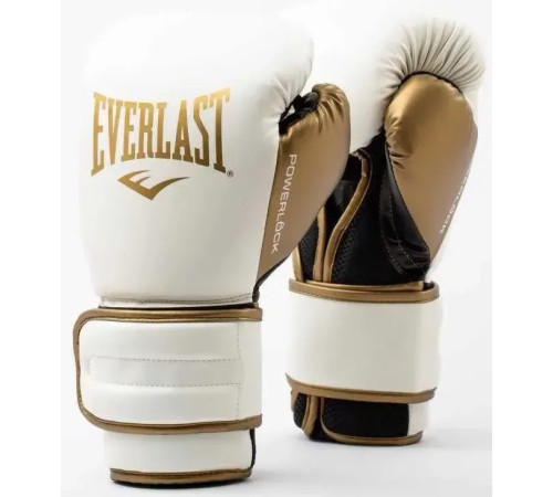Боксерські рукавиці Everlast POWERLOCK 2R TRAINING GLOVE 10 унцій, біло-золотий