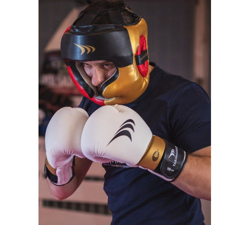 Рукавички боксерські Yakimasport LION розмір 12 унцій, чорно-білі