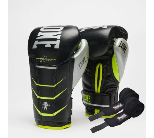 Рукавички боксерські з капою Leone GN110F REVO FLUO розмір 12 унцій, чорні