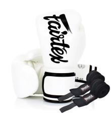 Рукавички боксерські з бинтами Fairtex BGV14 12 унцій, білі
