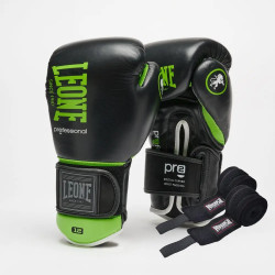 Рукавички боксерські з бинтами Leone GN115 PROFESSIONAL 2 розмір 10 унцій, чорні