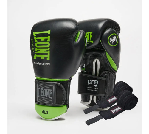 Рукавички боксерські з бинтами Leone GN115 PROFESSIONAL 2 розмір 10 унцій, чорні