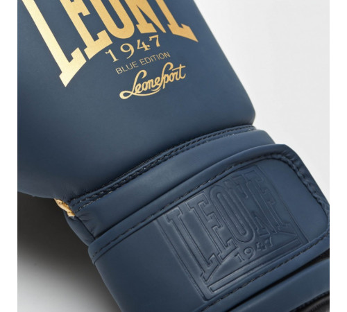 Рукавички боксерські Leone Mono 10 унцій, синьо-золотисті