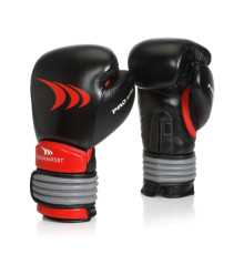 Рукавички боксерські шкіряні Yakimasport PRO SPIDER розмір 10 унцій, чорно-червоні
