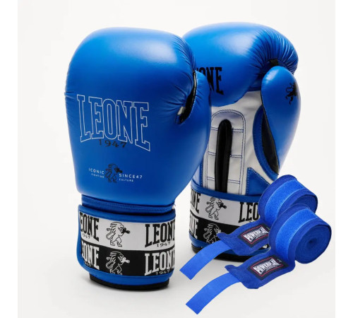 Рукавички боксерські з бинтами Leone GN208 ICONIC розмір 14 унцій, сині