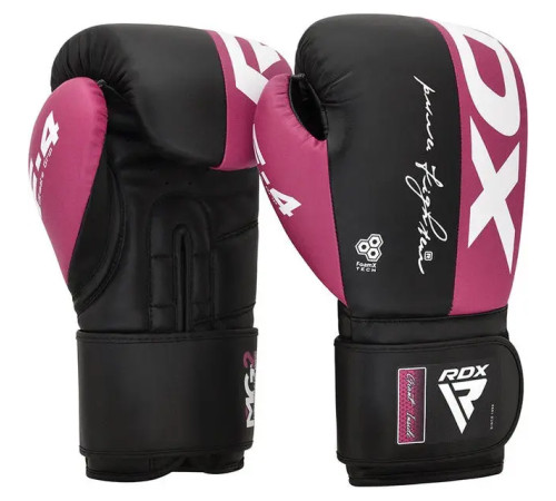 Рукавички боксерські з капою RDX REX F4 розмір 10 унцій, чорно-рожеві