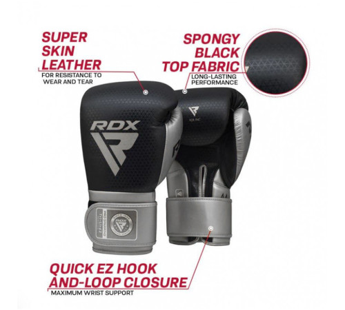 Рукавички боксерські RDX L2 Mark Pro 10 унцій, чорно-сірі