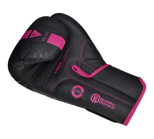 Рукавички боксерські з капою RDX F6 Matte розмір 10 унцій, чорно-рожевий