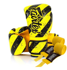 Рукавички боксерські з бинтами Fairtex BGV14Y 14 унцій, жовто-чорні