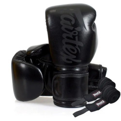 Рукавички боксерські з бинтами Fairtex BGV14SB 10 унцій, чорні