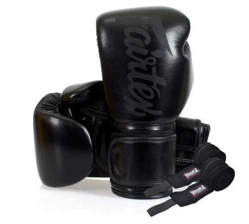 Рукавички боксерські з бинтами Fairtex BGV14SB 14 унцій, чорні