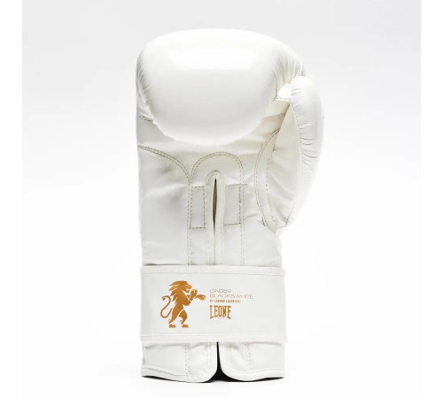 Рукавички боксерські з капою Leone GN059W розмір 16 унцій, біло-золотисті