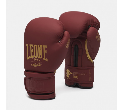 Рукавички боксерські Leone Mono 10 унцій, бордово-золоті