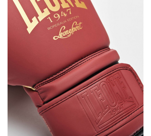 Рукавички боксерські Leone Mono 10 унцій, бордово-золоті