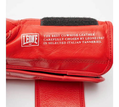 Рукавички боксерські шкіряні з бинтами Leone GN111 THE GREATEST розмір 12 унцій, червоні