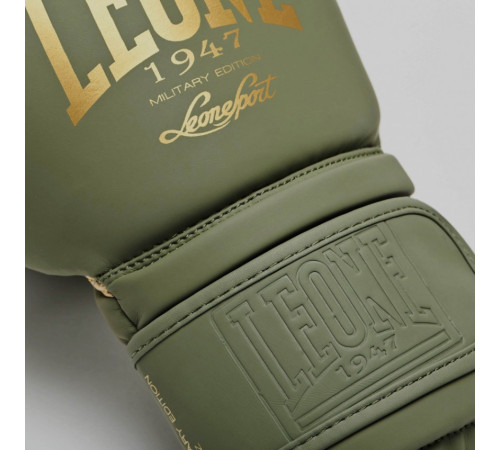 Рукавички боксерські Leone Mono&nbsp;Military 10 унцій, зелено-золоті