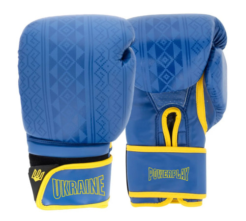 Рукавички боксерські PowerPlay 3021 Ukraine 10 унцій, синьо-жовті