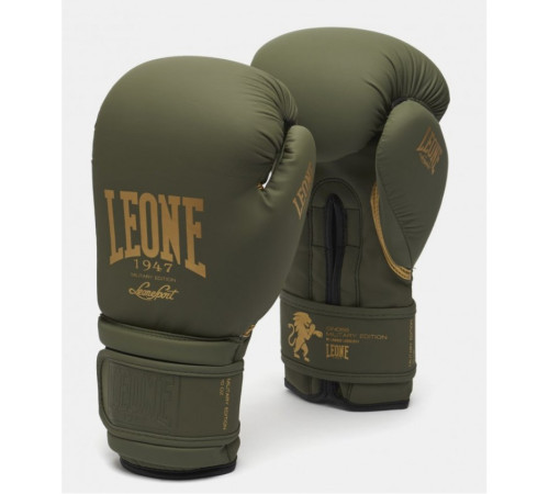 Рукавички боксерські Leone Mono&nbsp;Military 12 унцій, зелено-золоті