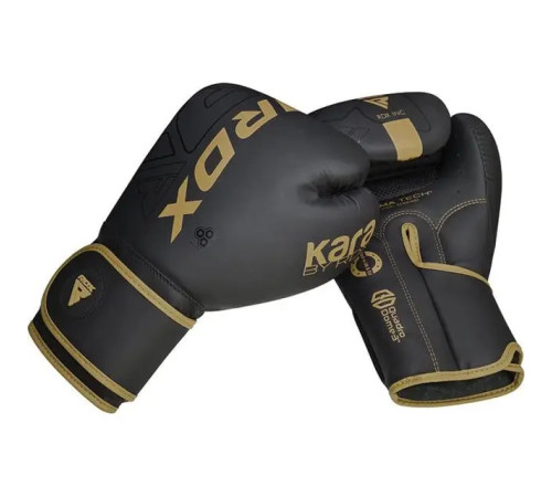 Рукавички боксерські з капою RDX F6 Kara Matte розмір 10 унцій, чорно-золотисті