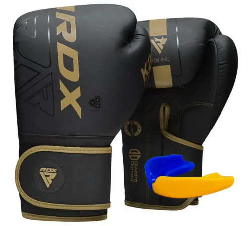 Рукавички боксерські з капою RDX F6 Kara Matte розмір 14 унцій, чорно-золотисті