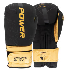 Боксерські рукавиці PowerPlay 3024 Ultra Mat Чорно-Золоті 14 унцій
