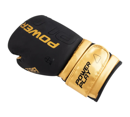 Рукавички боксерські PowerPlay 3024 Ultra Mat розмір 14 унцій, чорно-золотисті